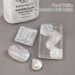 BORN PRETTY Vernis à ongles effet <span class=keywords><strong>aquarelle</strong></span> nacré blanc, sans lampe UV, anti-jaunissement, brillance nacrée, vente en gros pour nail art - Product Image 1