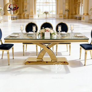 Gold Stainless Steel Modern Luxury Dining Room Furniture <b>Tables</b> and Chairs for Home & Hotel Use Customized - Product Image 4