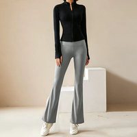 Veste de yoga unie pour femme, style décontracté, vêtement de sport d'extérieur, col montant, manches longues, anti-transpiration, respirante
