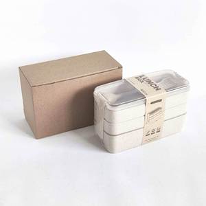 Boîte à lunch 1-3L en paille de blé 100% alimentaire, 3 couches, durable, résistante à la chaleur, étanche, écologique, avec couvercle en plastique, cuillère et fourchette - Product Image 2