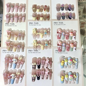 <span class=keywords><strong>Uñas</strong></span> Postizas Acrílicas Francesas Hechas a Mano, Diseño Cuadrado Almendrado, Cobertura Completa, 10 Piezas, Reutilizables, <span class=keywords><strong>de</strong></span> Alta Calidad - Product Image 3