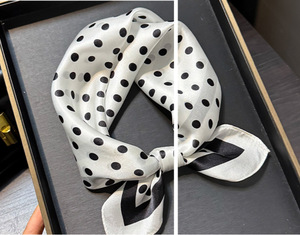 Korean Fashion 1PC Polka Dot Square <b>Scarf</b> 90cm . <b>Silk</b> Sun Protection Veil for Women's Travel - Product Image 6