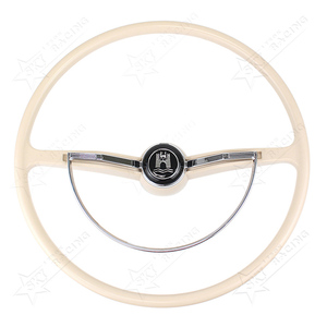 พวงมาลัยขนาด 15-3/4 นิ้ว สีเทาคลาสสิก เบจ แทน ไอวอรี่ ไวท์ แบล็ค สำหรับรถโฟล์คสวาเกน บีเทิล คาร์มันน์ กีอา รุ่นที่ 3 ปี 62-71 - Product Image 1