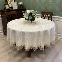 Nappe en polyester tricoté à motif floral de style européen, écologique, pour usage domestique, grande housse de table à manger, anti-poussière, couleur unie