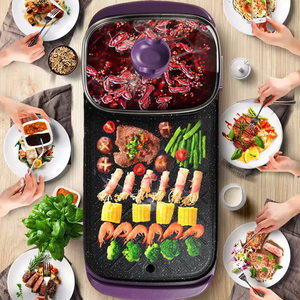 Sartén para parrilla eléctrica 2 en 1, olla caliente, barbacoa portátil sin humo, acero inoxidable, PTFE antiadherente, uso doméstico y hotelero - Product Image 3