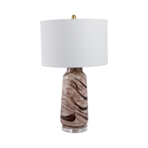 Lampada da tavolo in vetro a spirale con paralume bianco per l'arredamento di soggiorno e camera da letto - Product Image 3
