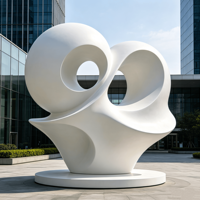 Escultura de Fibra de Vidrio Abstracta Grande Personalizada, Estatua de Arte Moderna con Curvas Huecas, Impermeable, para Plaza Comercial, Ciudad