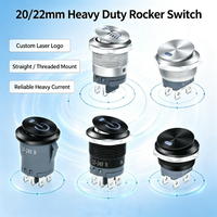 Sakelar Tombol Tekan Logam LED 5 Warna Pola Kustom Baja Tahan Karat 20mm 22mm Berulir Tahan Air untuk Truk