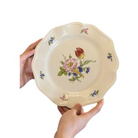 Assiette à dessert en porcelaine de style rétro à motif végétal antique français, compatible micro-ondes, pour mariage et anniversaire, usage domestique