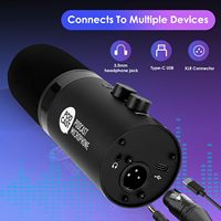 Microphone de studio XLR/USB professionnel dynamique pour le gaming, avec éclairage RGB filaire et suppression du bruit, idéal pour l'enregistrement de podcasts et les diffusions en direct