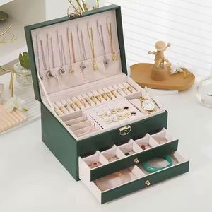 Custom Logo 3 Layers Pu Leather Jewelry Storage <b>Box</b> Desktop Organizer <b>Box</b> for <b>Earring</b> Ring Necklace Bracelet - Product Image 3