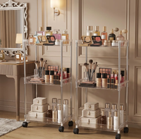 Chariot de rangement multi-niveaux mobile en acier inoxydable avec serre-câbles pour la gestion des fils, idéal pour la cuisine et la salle de bain