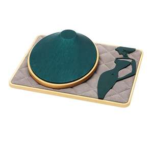 Ensemble de présentoirs à bijoux en bois de haute qualité avec revêtement en microfibre de fibre supérieure et cuir PU, et surpiqûres en velours microfibre coloré - Product Image 2