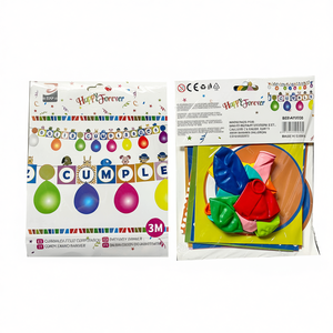 Striscione di Buon Compleanno 'Happy Forever' con 9 Palloncini, Set Decorativo per Feste da 12 Pezzi - Product Image 3