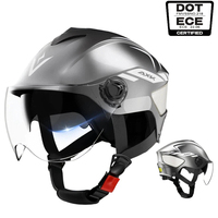 Casque de moto unisexe demi-face à double visière, taille unique réglable, homologué DOT, fermeture rapide, toutes saisons, sécurité, antichoc