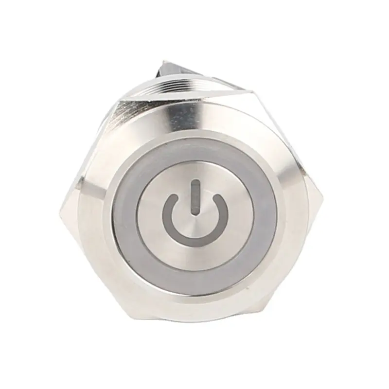 Husa interruptor de botão de metal, 22mm led iluminado com símbolo personalizado, interruptor de botão de metal, 22mm, iluminado