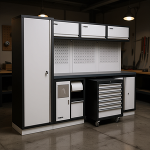 Muebles de taller modulares Fervi A008E, sistema de almacenamiento con panel perforado y gabinete rodante para herramientas - Product Image 3