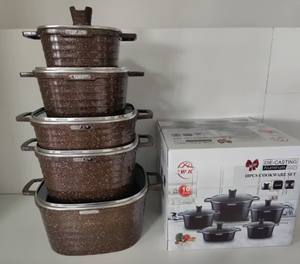 Ensemble de 10 casseroles en aluminium robustes 20/24/28/32 cm, casserole carrée 28 cm, casserole peu profonde, revêtement antiadhésif en marbre, grande capacité - Product Image 1