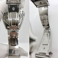 Montre mécanique automatique GMT pour hommes, lunette rouge et noire, cadran bordeaux, bracelet en acier inoxydable, étanche 10ATM, montre de plongée