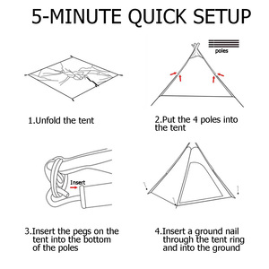 Tenda Piramidale Estiva da Esterno a Doppio Strato in Tessuto Oxford 210D, Stile Indiano con Design a Punta, 2000-3000mm, Impermeabile, con Pali in Acciaio - Product Image 5