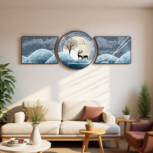 Peinture décorative murale triptyque <span class=keywords><strong>ShanYu</strong></span> pour salon, haut de gamme, moderne et simple, motif animal, nature morte imprimée, cadre en PVC doré - Product Image 1