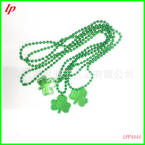 สร้อยคอโคลเวอร์ไอริชสีเขียวจี้ประดับลูกปัดเครื่องประดับปาร์ตี้เครื่องประดับสำหรับทุกเพศ LPP4448 - Product Image 2