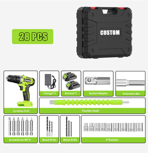 Phần Cứng Nhà Máy 28Pcs Tùy Chỉnh Dụng Cụ Cầm Tay Thiết Lập Hộ Gia Đình Hộp Công Cụ Điện Cầm Tay Công Cụ Với Không Dây Khoan Bao Gồm Kết Hợp - Product Image 4