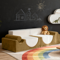 7-teiliges Modulares Schaumstoff-Spielsofa für Kinder Chenille-Stoff Weiches Baby-Spielsofa Bett Kinderzimmer