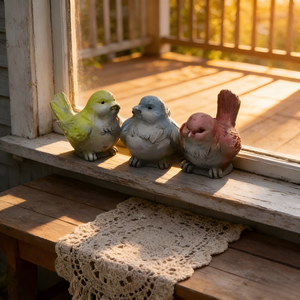 Dekoratif Saksılı Tuhaf Kuş Üçlüsü Figürü - Product Image 3