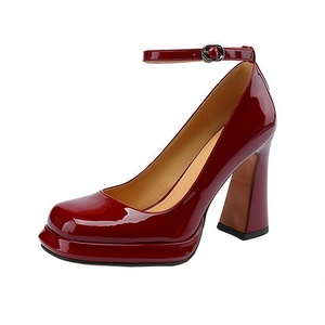 Cialisa Platform Pumps 2024 Spring Square Toe Genuine Leather Bridal <strong>Shoes</strong> <strong>Ankle</strong> <strong>Strap</strong> <strong>Women</strong> Super High Heel Fashion Party Dress - Product Image 1