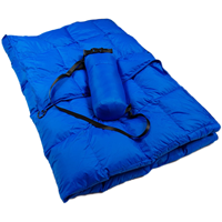 Couette portable légère en nylon 20D bleu avec duvet de canard RDS pour le camping en plein air, vente en gros OEM