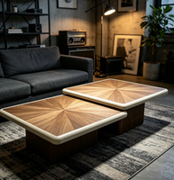 Table basse carrée moderne en bois de luxe, table à thé, table basse marron, mobilier moderne pour salon, hôtel, appartement, vente en gros