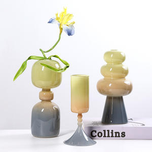 Vase en verre de couleur Morandi à double couche, style nordique, bougeoir, bouteille d'aromathérapie, vase en verre borosilicate hydroponique - Product Image 3