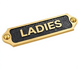 Vintage Brass Ladies Restroom Door Sign Decorative Metal Toilet <b>Name</b> <b>Plate</b> Wall Mounted Bathroom Hotel Office Washroom Sign - Product Image 1