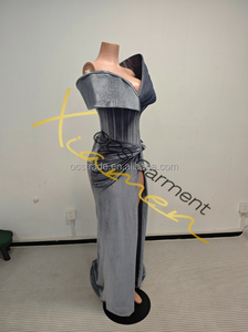 Đầm dạ hội sang trọng Ocstrade chất liệu nhung bạc, thiết kế lệch vai, xếp ly, xẻ tà, eo corset, kiểu dáng thanh lịch năm 2026 - Product Image 5