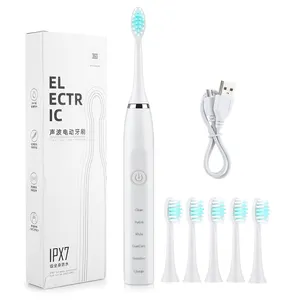 Waterproof 6 Brush Head Teeth Cleaning Brush USB Rechargeable Adults Kids Sonic Electric Toothbrush