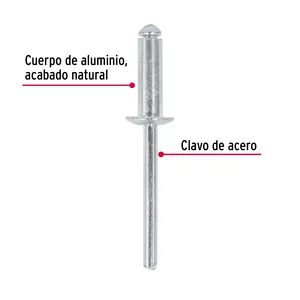 Aluminio 3/16 'X 1/2' Wing 3/8 'Caja con 10 Unidades Bolsa con 50 Remaches Producto de Calidad Premium - Product Image 2