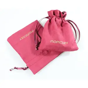 Luxury Jewelry Pouches with Custom Logo Suede Velvet Small Drawstring Bag