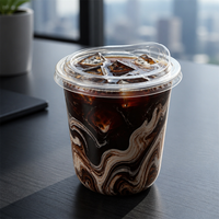 Gobelets en plastique PP de qualité alimentaire avec couvercle, 12oz, 16oz, 24oz, jetables, hautement transparents, pour jus, soda, boissons froides, vente en gros