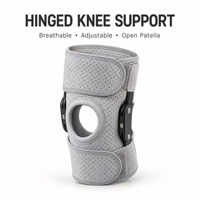 Exosquelette de marche, Genouillère articulée réglable à rotule ouverte, Support de genou enveloppant perforé gris
