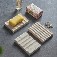 Boîte à Savon Moderne en Marbre Naturel Travertin pour Hôtel, Porte-Savon Créatif Étanche pour Salle de Bain, Support de Rangement avec Drainage