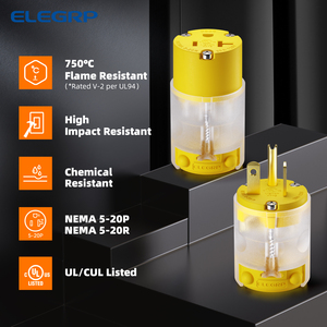 ELEGRP Lighted Straight Blade Electrical <strong>Plug</strong> and Connector Set 20 Amp 125 Volt Electrical <strong>Plug</strong> <strong>Replacement</strong> Cord Outlet - Product Image 6