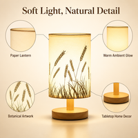 Lampe de table cylindrique en papier de riz réglable pour chambre à coucher, salle à manger, décoration d'ambiance romantique, cadeau de vacances, veilleuse