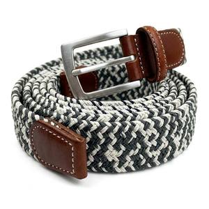 <span class=keywords><strong>Ceinture</strong></span> de golf en <span class=keywords><strong>cuir</strong></span> décontractée personnalisée exclusive avec sangle tressée rayée, élastique extensible et boucle à ardillon cousue, longueur 48 pouces - Product Image 2