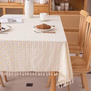 Mantel de Algodón Lavable con Jacquard Floral Personalizado al por Mayor, Cubierta Rectangular Fresca Estilo Pastoral para Mesa de Comedor o Café - Product Image 4