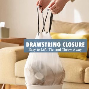 ถุงขยะแบบมีเชือกผูก ถุงพลาสติกใส่ขยะแบบมีเชือกผูก สำหรับใช้ในครัวเรือน ขายส่ง - Product Image 2