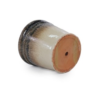 Grand pot de fleurs en céramique émaillée de style américain, trois tons, design dégradé noir-brun-beige, écologique, durable, pour intérieur - Product Image 6