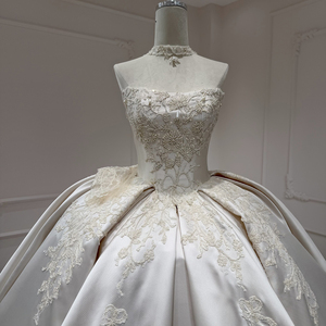 Xx68 Abito Da Sposa Wedding Dress Strapless Beading Crystal Embroidery Lace-Up Back Satin <b>Bride</b> Dress Jancember - Product Image 4