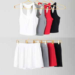 ชุดกระโปรงเทนนิส<span class=keywords><strong>2</strong></span>ชิ้นสำหรับผู้หญิงเสื้อแขนกุดออกกำลังกายมีกระเป๋ากางเกงและมีกระเป๋า - Product Image 6