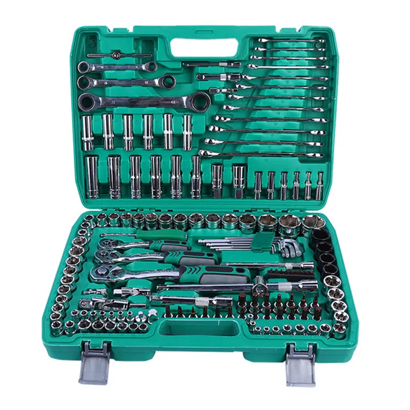 Juego de llaves de tubo profesionales, Kit de herramientas de reparación de automóviles de cromo vanadio, enchufe de broca torx, 151 Uds.